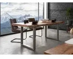 Baumtisch Akazie 200x100x77 natur lackiert / U-Beine silber matt FREEFORM 5
