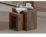 Beistelltisch Sheesham 45x35x45 grau ge&ouml;lt NATURE GREY #12