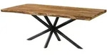 Baumtisch Sheesham 240x100x76 natur sandgestrahlt / Kreuzgestell anthrazit matt