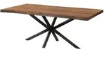 Baumtisch Sheesham 220x100x76 grau gebeizt / Kreuzgestell anthrazit matt...