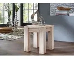 Hocker Akazie 40x40x45 white stone get&uuml;ncht NATURE WHITE #10