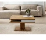Couchtisch Wildeiche 85x85x45 natur ge&ouml;lt / Glas wei&szlig; WIEN #100