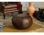 Pouf Hocker Echtleder 58x58x38 braun CHESTERFIELD #19