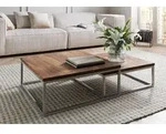 Couchtisch 2er-Set Sheesham braun ge&ouml;lt LOUNGE COLLECTION #01