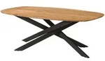 Esstisch Akazie 240x100x76 natur lackiert / Mikado-Beine eckig schwarz