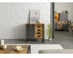 Kommode Mango 90x45x90 natur lackiert / Metall grau BLACKBURN #308