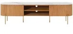 TV-Board Mango 200x36x51 natur lackiert / Marmor wei&szlig; BARCELONA #510