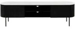 TV-Board Mango 220x36x51 schwarz lackiert / Marmor wei&szlig; BARCELONA #112