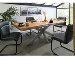 Baumtisch Mango 180x90x77 natur lackiert / Kreuzgestell silber matt FREEFORM 5