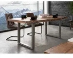 Baumtisch Akazie 180x90x77 natur lackiert / U-Beine silber matt FREEFORM 5