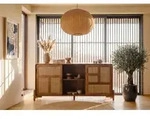 Sideboard Mango/Seegras 180x40x80 hellbraun lackiert MIZUMI #102