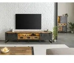 TV-Board Mango / Altholz 260x45x55 natur / grau lackiert / Metall grau...
