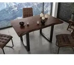 Baumtisch Akazie 140x90x77 braun lackiert / U-Beine anthrazit gl&auml;nzend...