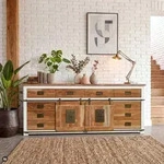 Sideboard Mango 220x45x90 wei&szlig; lackiert RAILWAY #592
