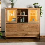 Highboard Wild-/Zerreiche 160x47x145 natur ge&ouml;lt MONTREUX LUX #105