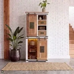 Schrank Mango / Altholz 80x45x175 wei&szlig; lackiert RAILWAY LUX #516