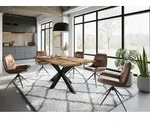 Baumtisch Mango 180x90x74 natur lackiert / Epoxid schwarz, Kreuzgestell...