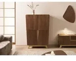 Highboard Nussbaum-Echtholzfurnier 100x40x145 braun lackiert BUTTERFLY #105