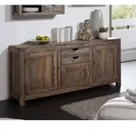 Sideboard Sheesham 160x42x75 grau ge&ouml;lt NATURE GREY #89