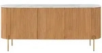 Sideboard Mango 180x40x76 natur lackiert / Marmor wei&szlig; BARCELONA #501