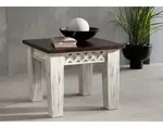 Beistelltisch Mango / Akazie 55x55x45 wei&szlig; gewachst CASTLE-ANTIK #249