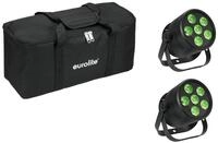 EUROLITE Set 2x LED Silent Par 6 QCL Floor sw + Soft-Bag