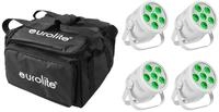 EUROLITE Set 4x LED Silent Par 6 QCL Floor ws + Soft-Bag