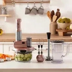 Karaca Mastermaid K&uuml;chenroboter aus Stahlglas, Langer Mixer 8 ın 1, 2500 W,