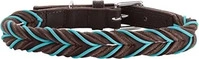 Hunter Hunde Halsband Solid Education Cord Dunkelbraun/T&uuml;rkis 50/S-M