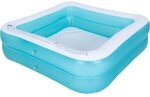 SunClub Planschbecken aufblasbarer 2-Ring Pool, viereckig, 145x145x45 cm