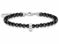 Charm-Armband mit schwarzen Onyx-Beads Silber