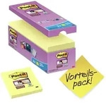 3M Post-it Super Sticky Notes 65416SYP, 76 mm x 76 mm, gelb, 16 Bl&ouml;cke &agrave; 90 Blatt