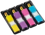 3M Post-it Index Mini 683-4AB, 11,9 mm x 43,2 mm, gelb, lila, pink, t&uuml;rkis, 4 x 35