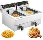 VEVOR Kommerzielle Fritteuse 2 x 8 L, Elektrische 3 kW Tischfritteuse mit...