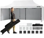 VEVOR Pavillon 304,8x609,6x320cm Gartenzelt 500D PU-Silber-Gewebe Faltpavillon