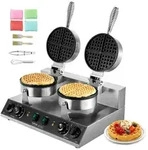 VEVOR kommerzielles rundes Waffeleisen mit Doppelkopf 2460 W, belgisches Waffeleisen