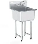VEVOR Edelstahl Sp&uuml;ltisch Gewerbliche Sp&uuml;lbecken 533,4x457x1041mm Wasserhahn