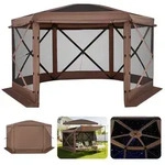 VEVOR Pop-up-Pavillon, 3,6 x 3,6 m, 6-seitiges Campingzelt mit abnehmbarem Dach &