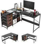 VEVOR Gaming Tisch L Form 1,5 m, Gamertisch mit Schubladen & Ablagef&auml;chern,