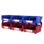 VEVOR 6er-Set Sichtlagerboxen Stapelboxen Stapelkisten Lagerk&auml;sten Blau/Rot