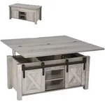 VEVOR Lift Top Couchtisch 100 cm, rustikaler Kaffeetisch mit Scheunentor &