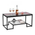 VEVOR Couchtisch Beistelltisch aus geh&auml;rtetem Glas mit Beleuchtung, rechteckiger