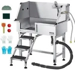 VEVOR Hundewaschstation aus Edelstahl, 870x488x1025 mm Tierpflegewanne mit