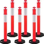 VEVOR Verkehrsleitpfosten Leitpfosten 6 Stk. (114 cm) mit beschwertem Sockel &