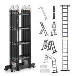 VEVOR Mehrzweckleiter, 7-in-1-Multifunktionsleiter, A-Rahmen mit 4 Stufen und