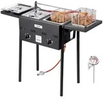 VEVOR Propan-Fritteuse Outdoor gewerbliche Fritteuse mit 2 Tanks (9 L x 2),