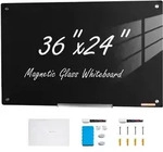 VEVOR Magnetisches Glas-Whiteboard, Trocken Abwischbare Tafel 90 x 60 cm,