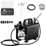 VEVOR Airbrush Set 1/6 PS mit Luftkompressor, 1 Dual Action Airbrush Pistole...