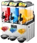 VEVOR Gewerbliche Slush Eis Maschine 45 L Slushie-Maker mit 3 Tanks, Crushed