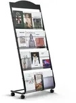 VEVOR faltbarer Prospektst&auml;nder Zeitschriftenst&auml;nder mit 4 Taschen, rollbarer